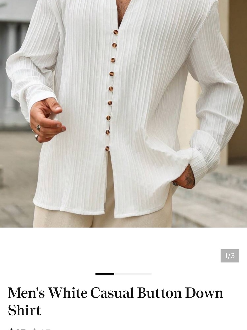 Men's Lightweight White Textured Button-Down Shirt